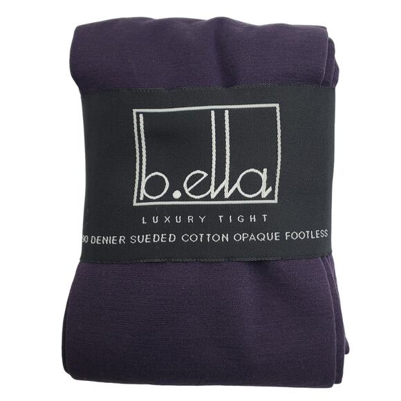 Sueded Cotton Opaque Footless Tights TALL Plum B.ella Erika Italian Hosiery NWT - Picture 6 of 6